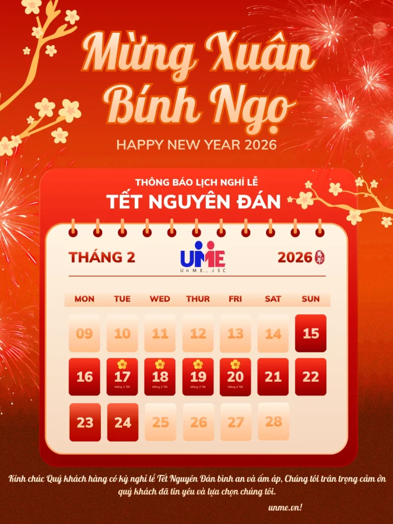 Thông Báo Lịch Nghỉ Tết Nguyên Đán 2026 – UNME.,JSC